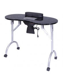 [US-W]Portable MDF Manicure Table Spa Beauty Salon Equipment Desk with Dust Collector & Cushion & Fan Black