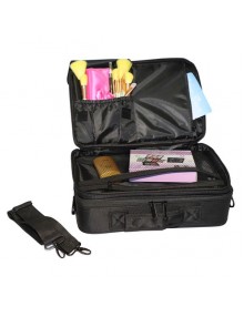 Professional High-capacity Multilayer Portable Travel Makeup Bag with Shoulder Strap (Small) Black