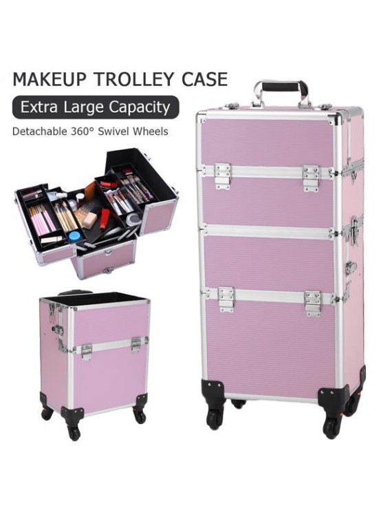 3 in 1 Aluminum Cosmetic Makeup Case Tattoo Box Pink